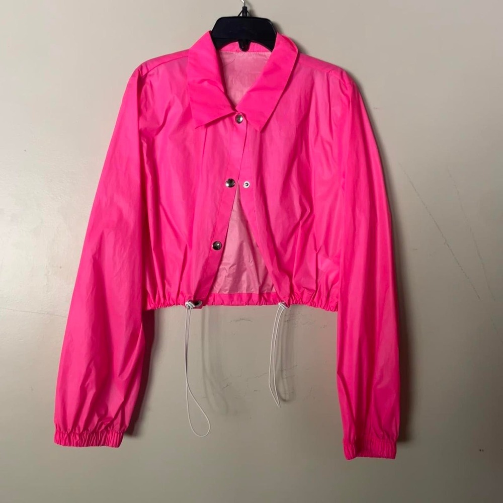 Neon pink matching windbreaker and